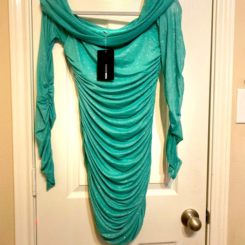 Green sparkly dress